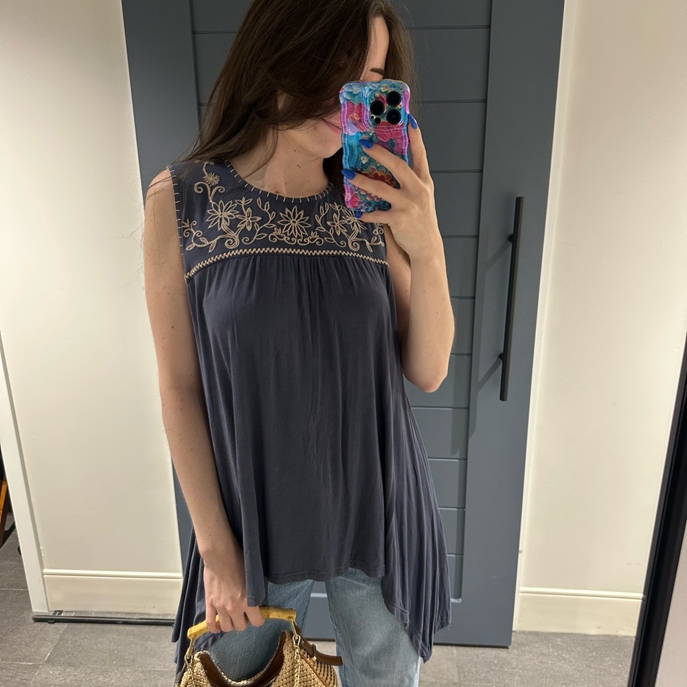 POL Women's Flare Embroidered Top